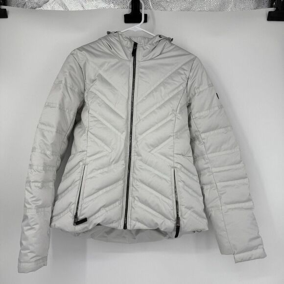 Obermeyer Jackets & Blazers - Obermeyer Jacket Coat Puffer Bombshell Hood Ski Apres Down White/Gray Women Sz 6